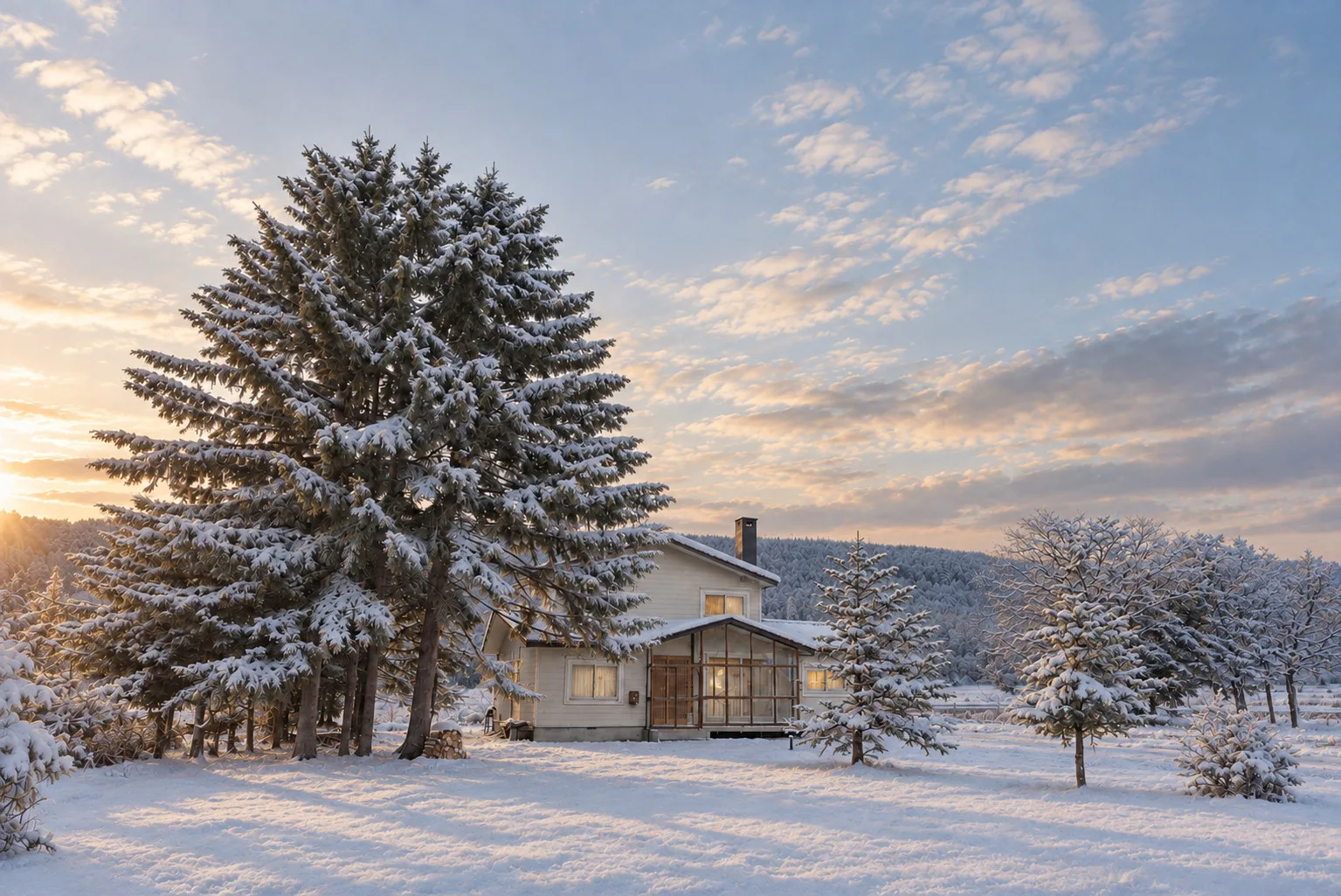 雪景色の中の UBAKU Villa 宇莫別荘